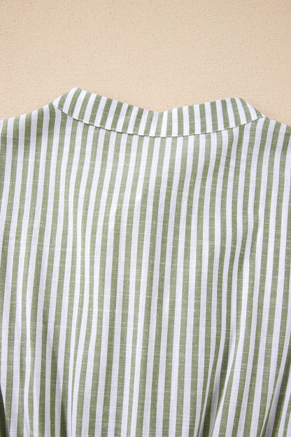 Stripe Tassel Tie-Neck Ruffle Tiered Dress