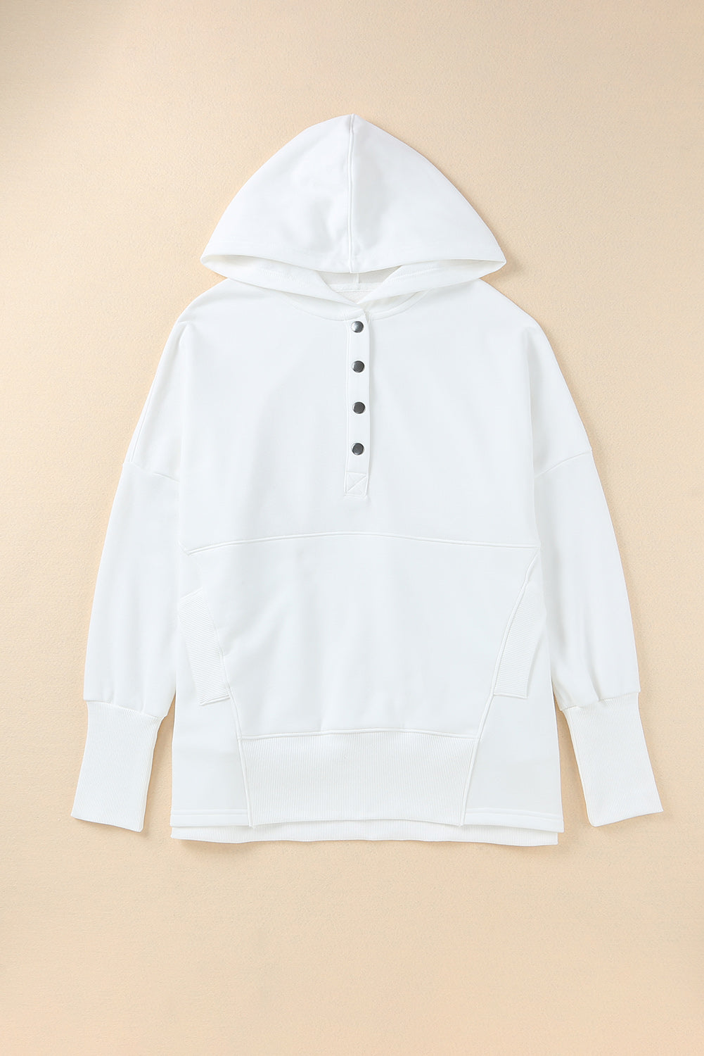 Buttoned Henley Kangaroo Pocket Hoodie