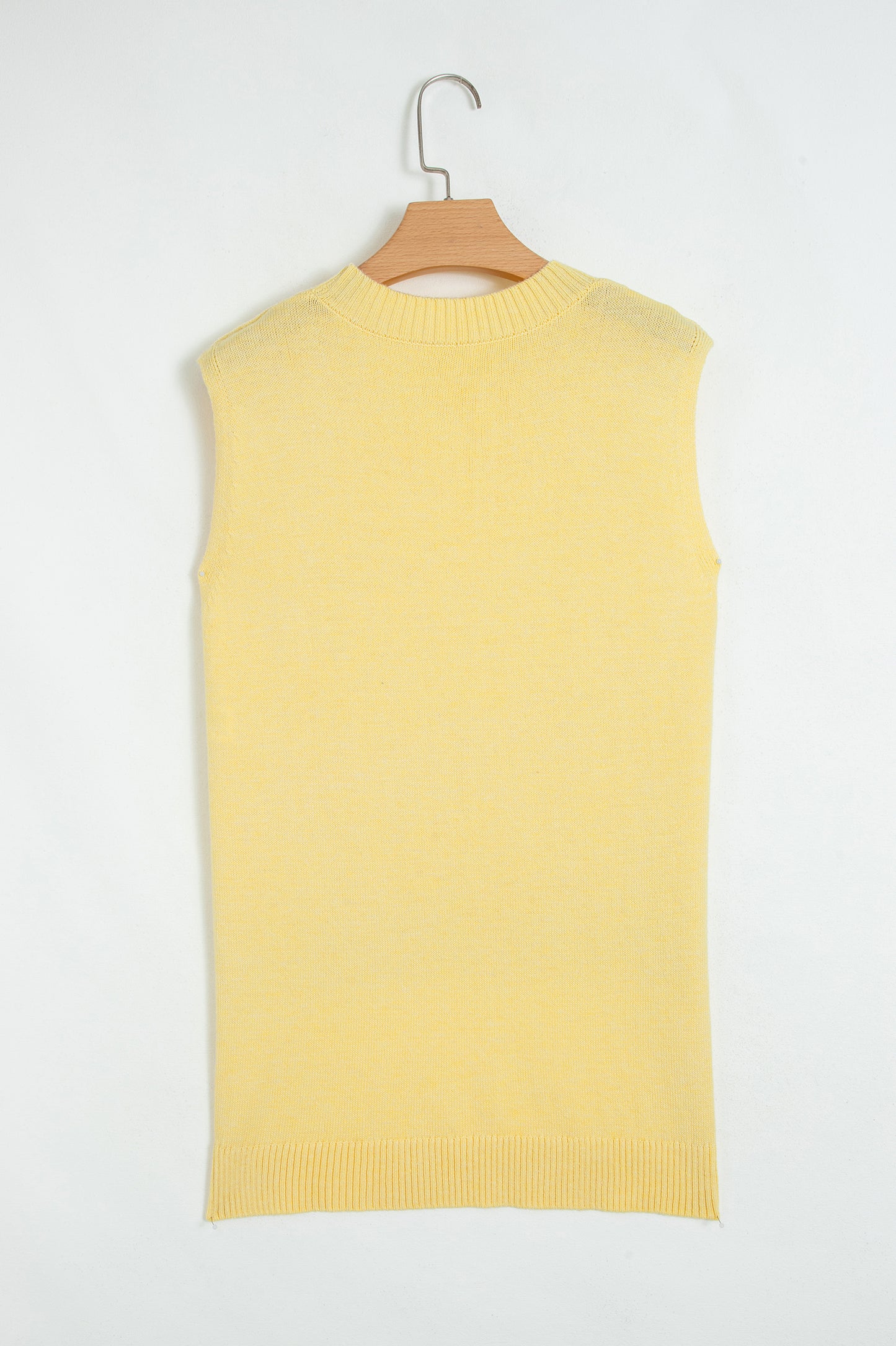 Solid Side Slit Sleeveless Sweater Top