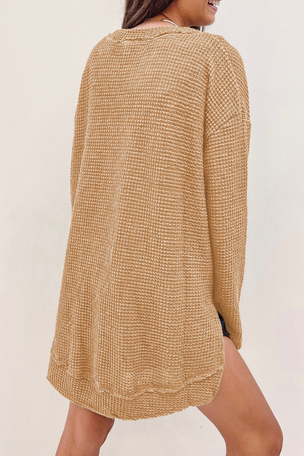 Waffle Oversized Long Sleeve Top