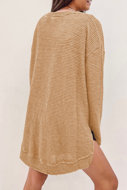 Waffle Oversized Long Sleeve Top