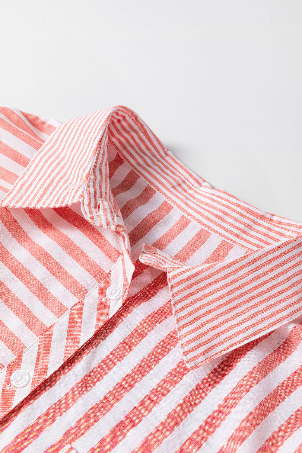Stripe Patchwork Buttoned Collar Long Sleeve Shirt