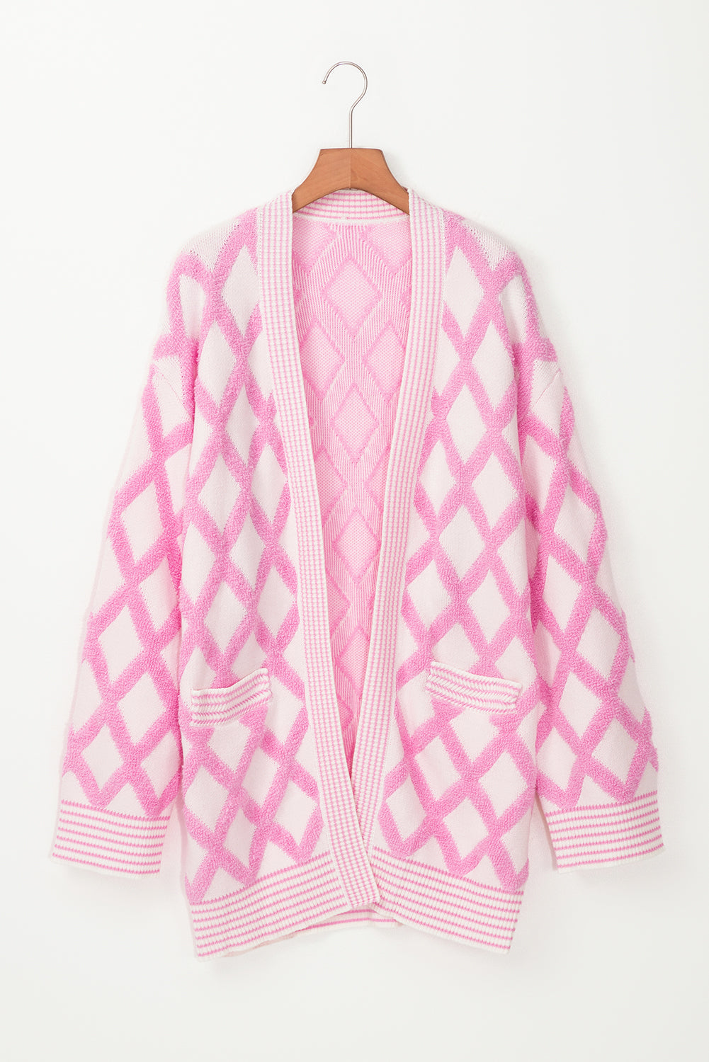 Diamond Knit Open Front Cardigan