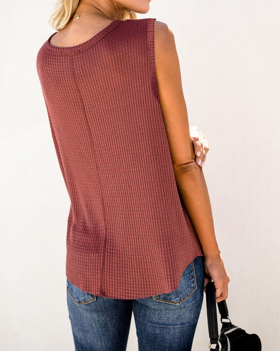 Waffle Crewneck Tank Top