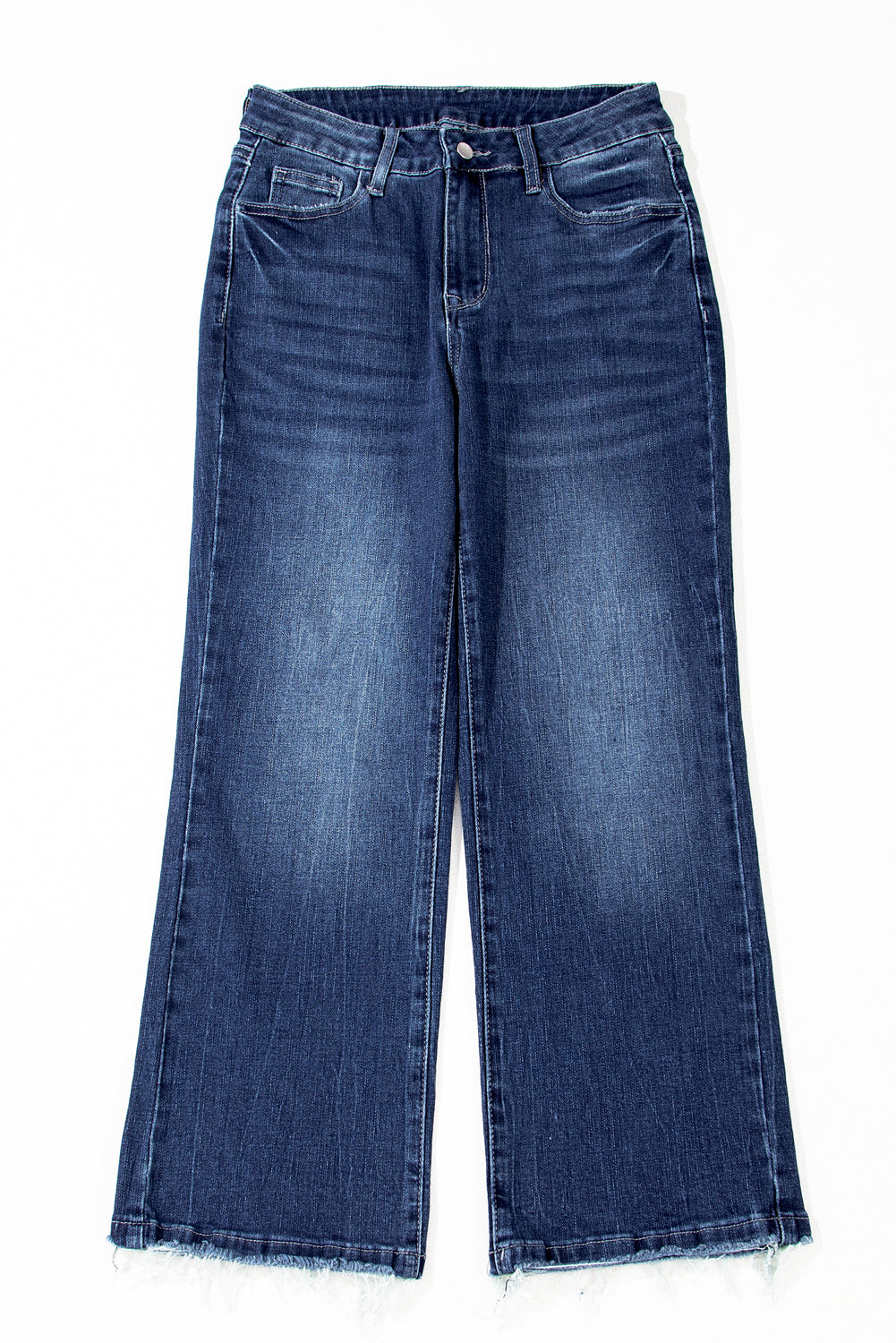 Solid Mineral Wash Raw Hem Flared Jeans