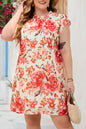 Floral Ruffle Sleeveless Dress Plus Size