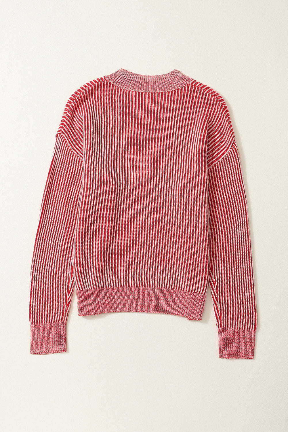 Stripe Ribbed Round Neck Sweater