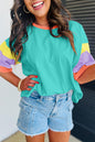 Colorblock 3/4 Sleeve Oversize Top