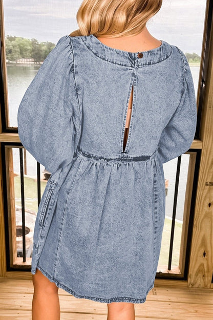 Denim Light Wash Pocketed Dress