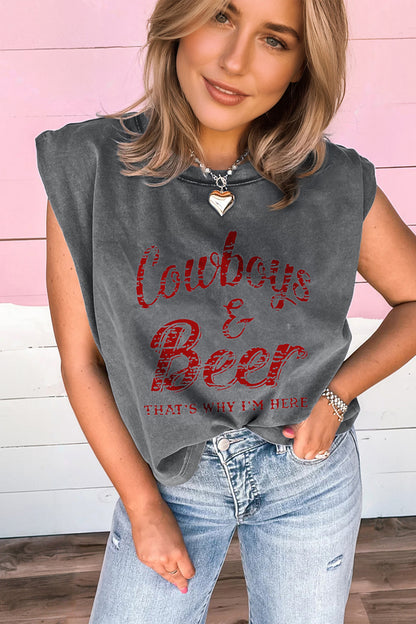 Western Cowboys & Beer Mineral Wash Tank Top