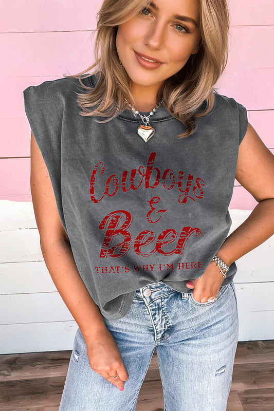 Western Cowboys & Beer Mineral Wash Tank Top