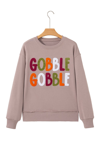 GOBBLE Thanksgiving Raw Hem Sweatshirt