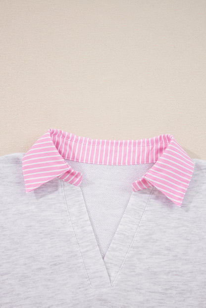 Stripe Contrast Trim Pullover and Drawstring Pants Set