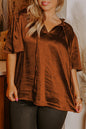 Satin Split Neck Blouse Plus Size