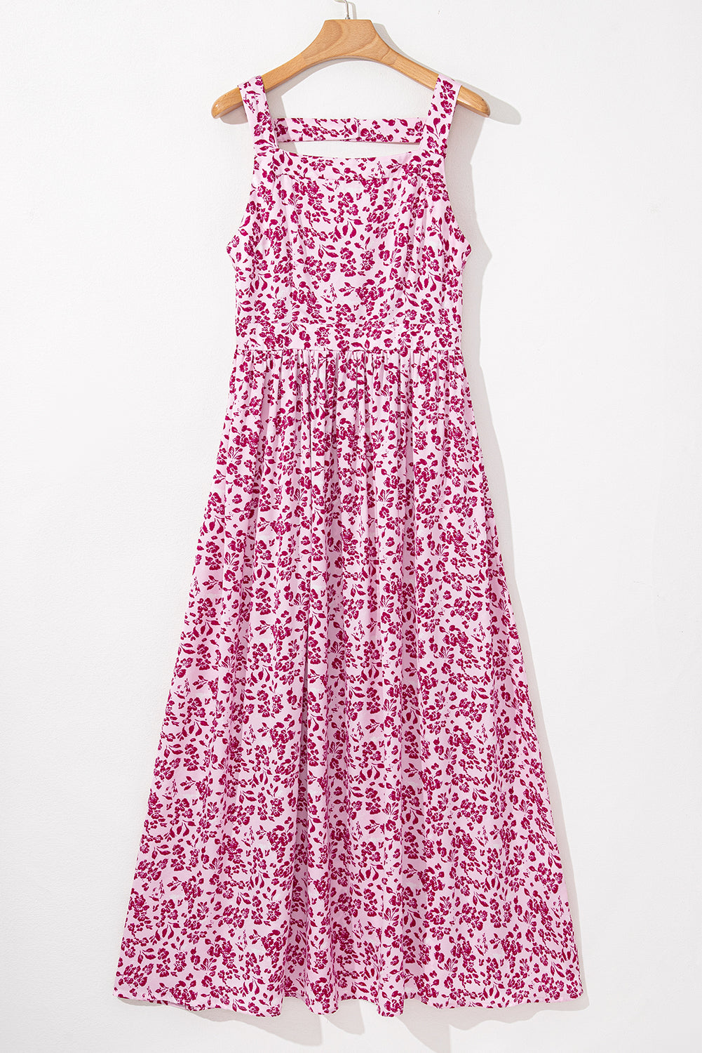 Floral Cutout Back Empire Waist Maxi Dress