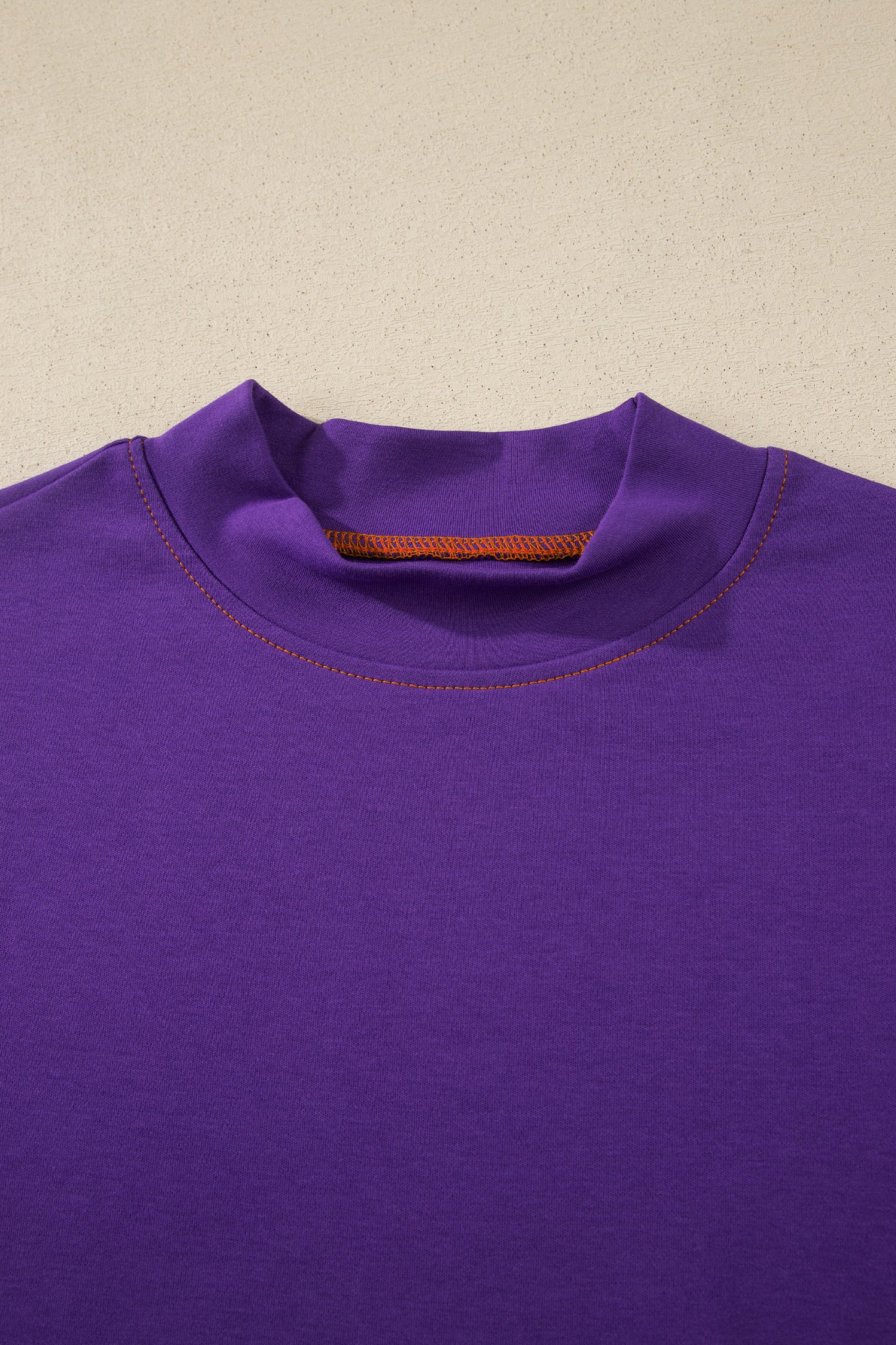 Reversible Contrast Stitching Mock Neck T-Shirt