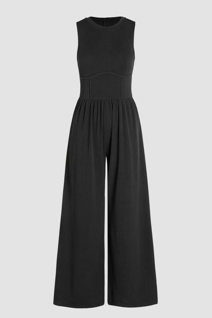 Cinched Waist Wide Leg Jumpsuit