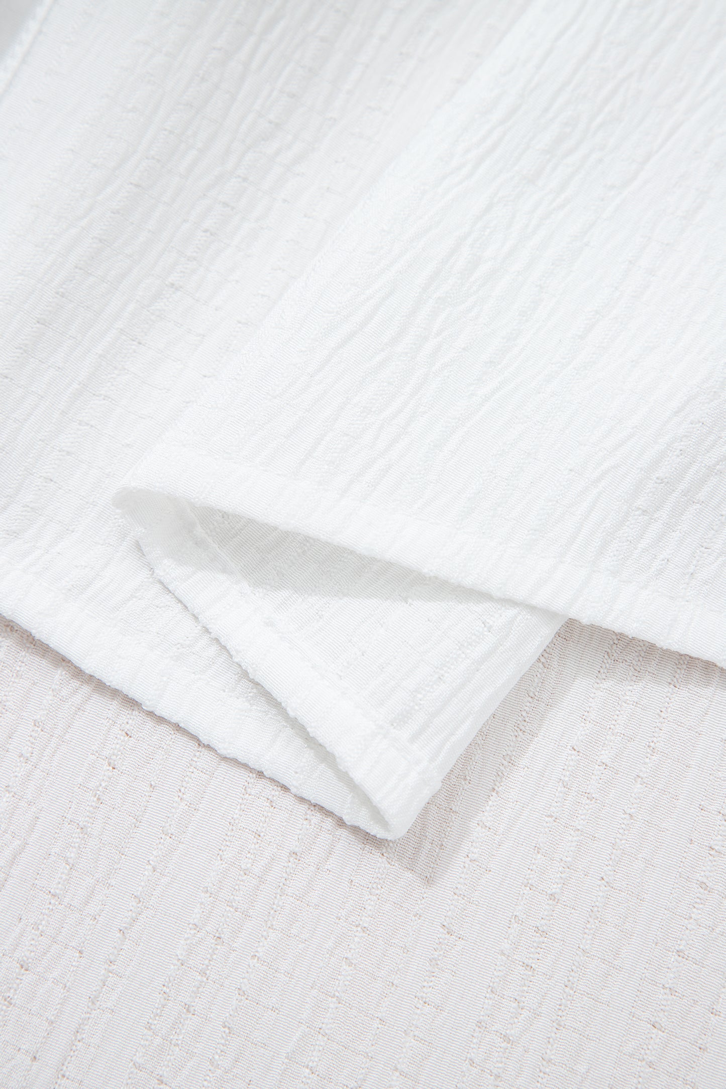 Solid Crinkled Lantern Sleeve Buttoned Shirt