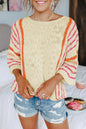 Stripe Wide 3/4 Sleeve Sweater