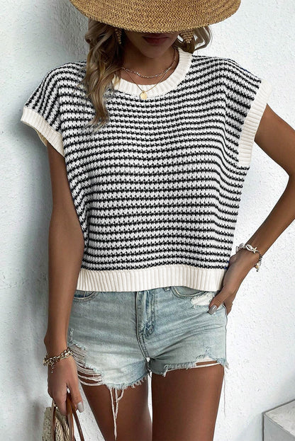 Stripe Ribbed Knit Sweater Top