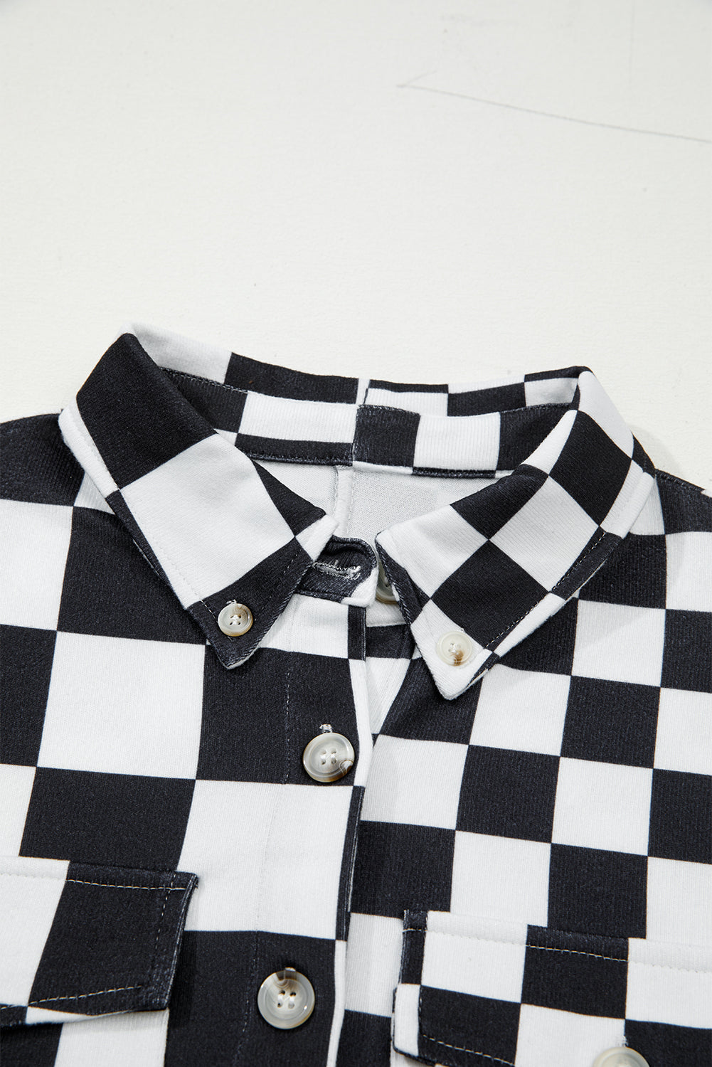 Checker Flap Pocket Button Front Shacket