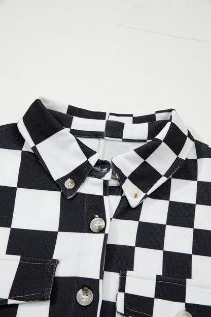 Checker Flap Pocket Button Front Shacket