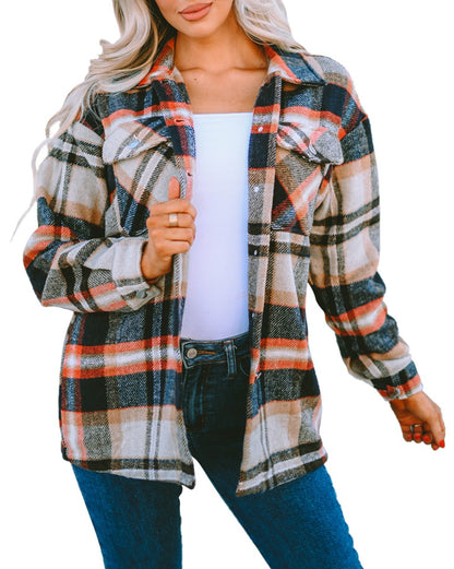 Plaid Button Front Pocketed Shacket