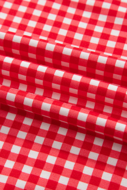 Gingham Contrast Trim Oversized Top & Skort Set