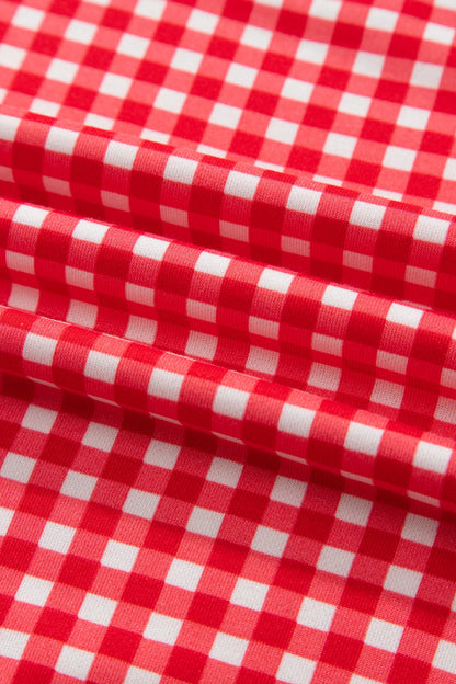 Gingham Contrast Trim Oversized Top & Skort Set