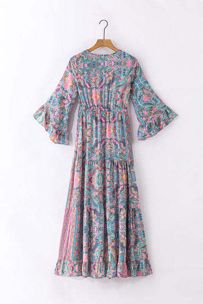 Paisley Ruffle Tiered Maxi Dress