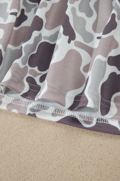 Abstract Camo Drawstring Elastic Waist Mini Skort