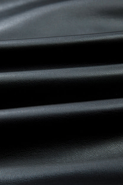 Faux Leather Ruffle Hem Sleeveless Mini Dress