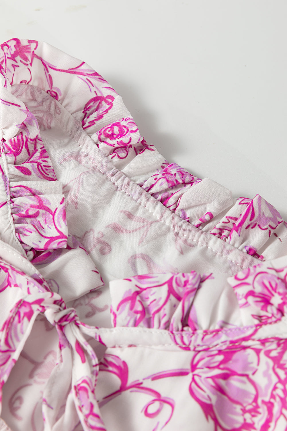 Floral Ruffle Sleeve V-Neck Blouse