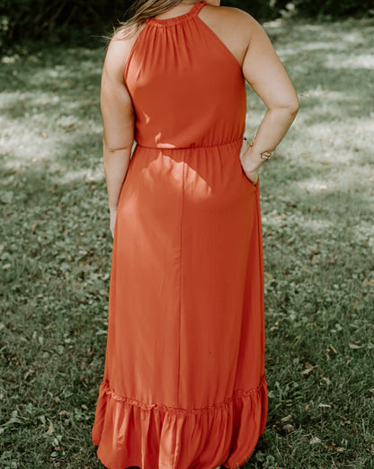 Ruffle Hem Sleeveless Maxi Dress Plus Size