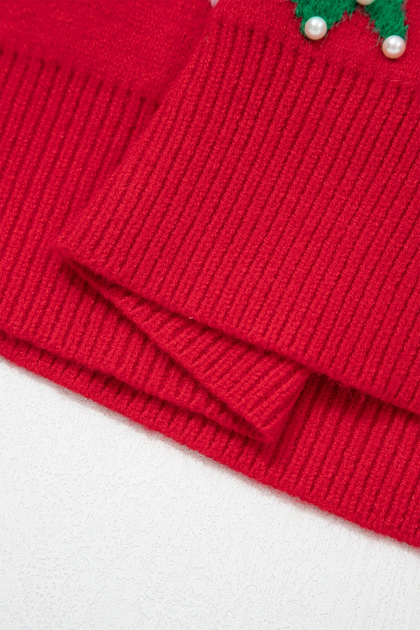 Bow Pearl Embellished Christmas Sweater