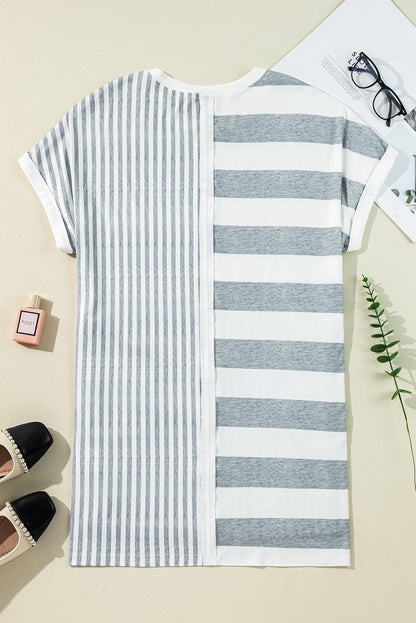 Stripe Short Sleeve Mini Dress