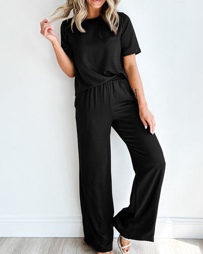 T-Shirt and Wide Leg Pants Set