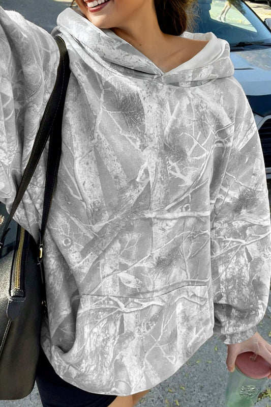Camo Kangaroo Pocket Drop Shoulder Hoodie