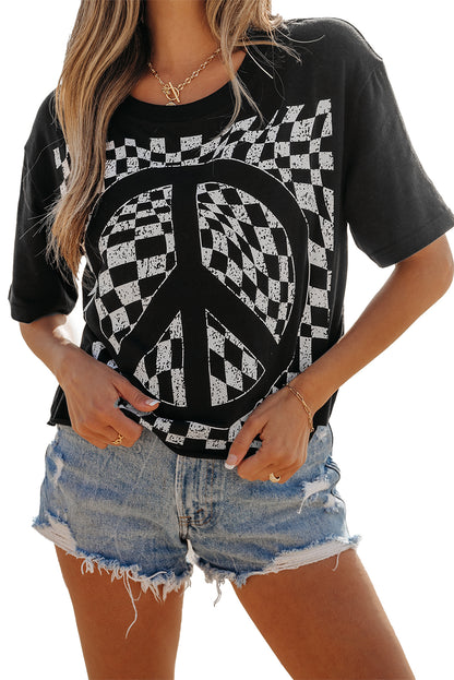 Checker Peace Short Sleeve T-Shirt