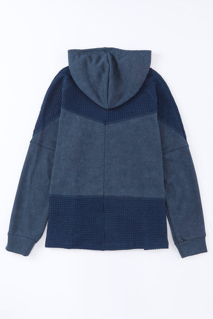 Waffle Patchwork Washed Hooded Jacket