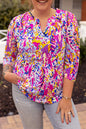 Abstract 3/4 Sleeve Tunic Top Plus Size