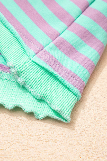 Stripe Reverse Seam Contrast Trim Sweatshirt