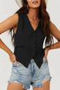 Solid Buttoned V-Neck Suit Vest