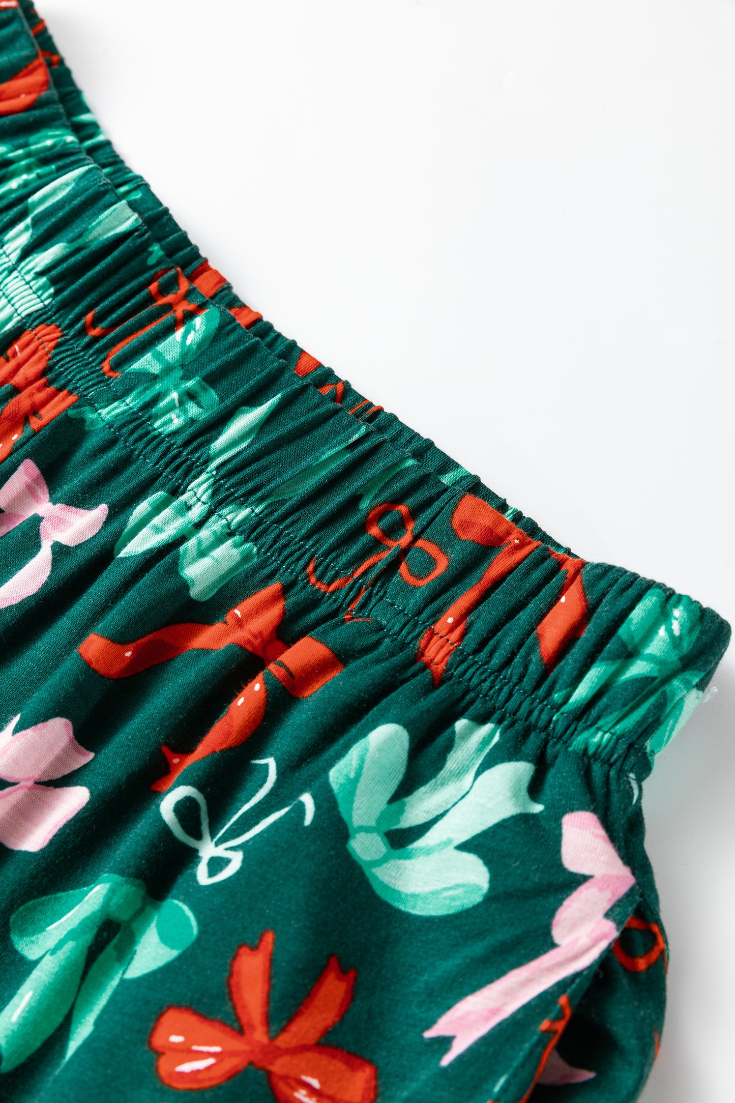 Bow Button-Up Top and Pants Pajama Set