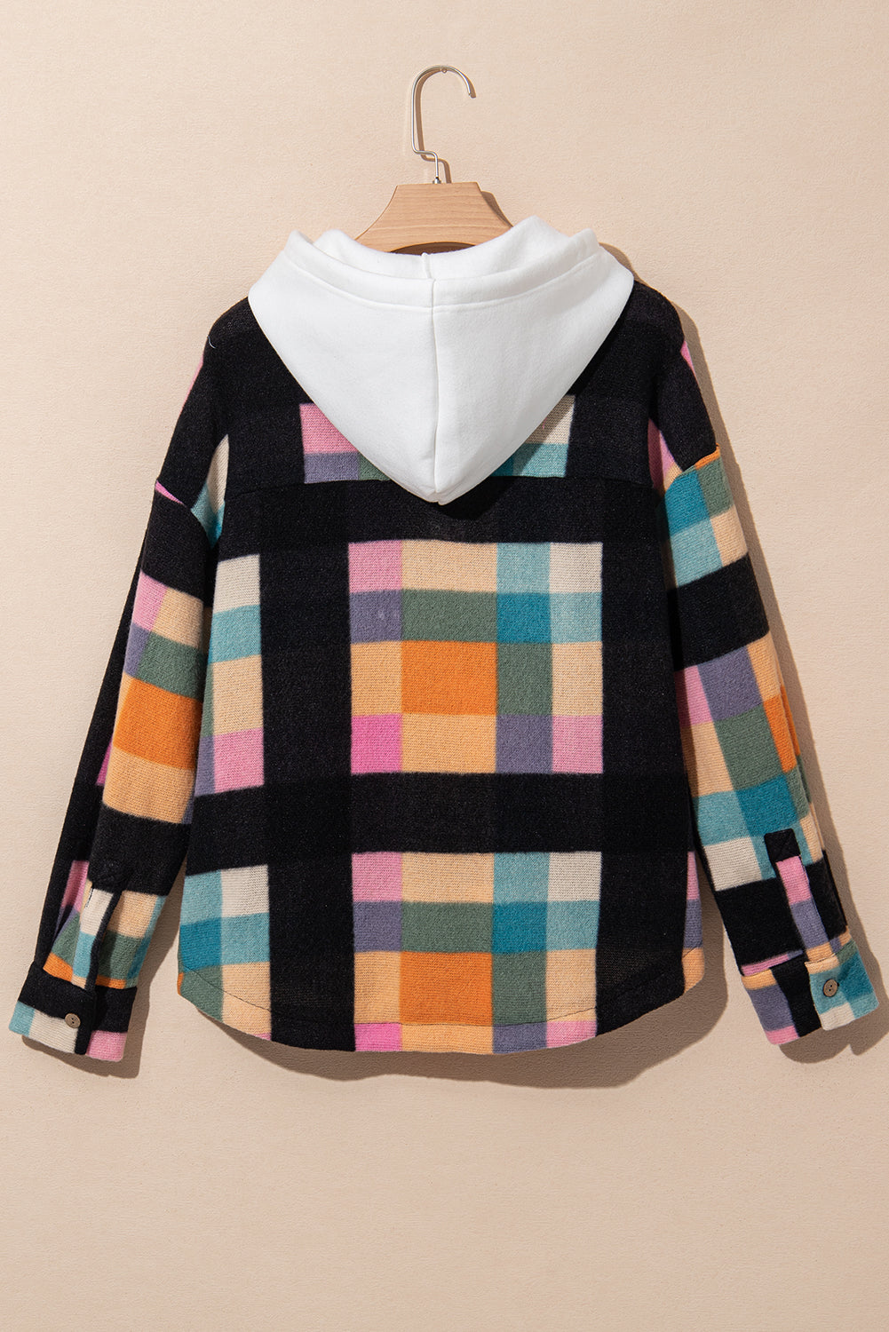 Plaid Colorblock Flap Pocket Hoodie