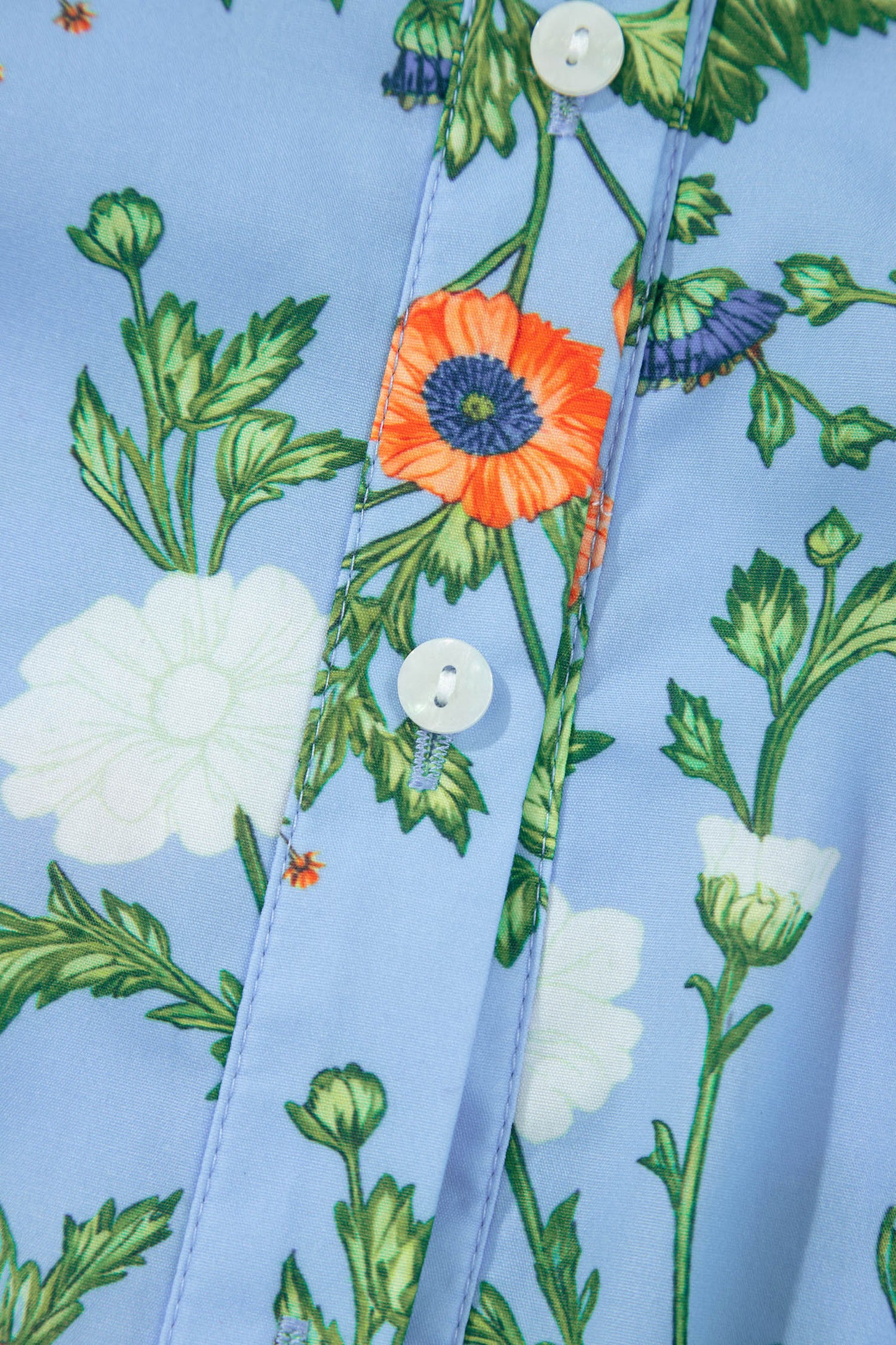 Floral 3/4 Sleeve Button Down Collared Blouse