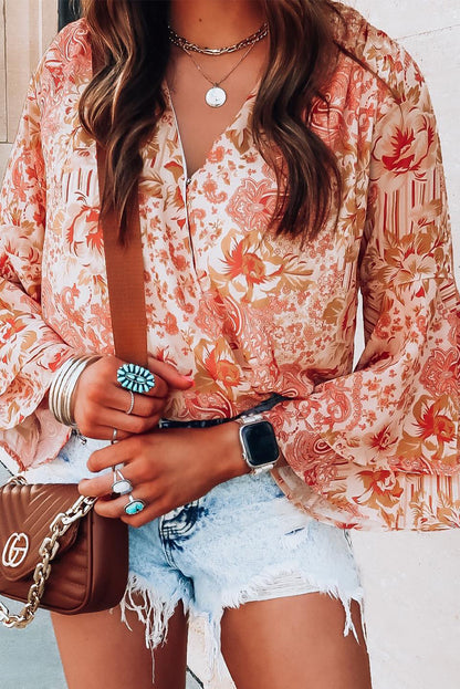 Floral Ruffle Bell Sleeve Bodysuit