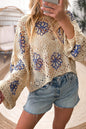 Floral Eyelet Drop Shoulder Sweater