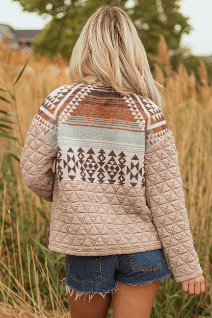 Western Geometric Aztec Patchwork Quilted Jacket