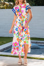 Floral Flutter Sleeve Maxi Dress